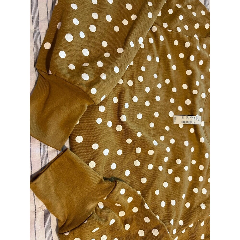 Madewell NWT! Banded Crewneck Polkadot Sweatshirt in Deep Mustard / Green Size M - Picture 10 of 12